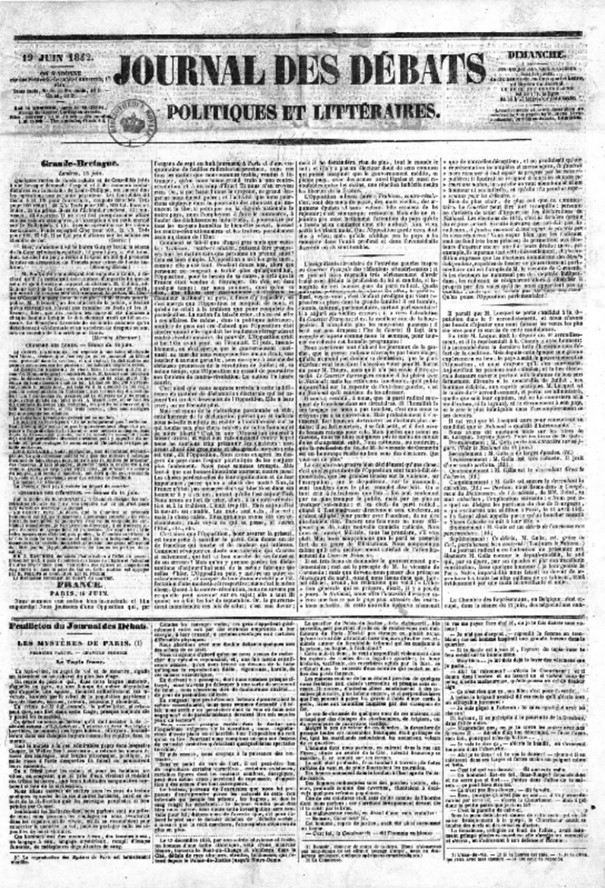 le journal des débats les mystères de paris